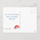 クリスマスおもしろいペンギンの水彩画 シーズンポストカード (裏面)