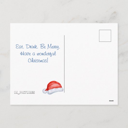 クリスマスおもしろいペンギンの水彩画 シーズンポストカード (裏面)