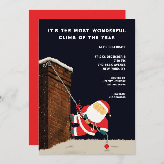 クリスマスおもしろいホリデーパーティー 招待状 (正面/裏面)