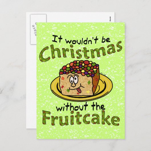 クリスマスおもしろいマンガのフルーツケーキ シーズンポストカード (正面/裏面)