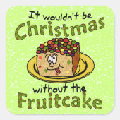 クリスマスおもしろいマンガのフルーツケーキ スクエアシール (正面)