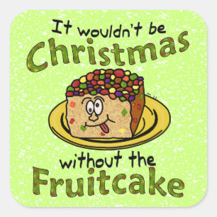 クリスマスおもしろいマンガのフルーツケーキ スクエアシール