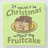 クリスマスおもしろいマンガのフルーツケーキ ストーンコースター (正面)