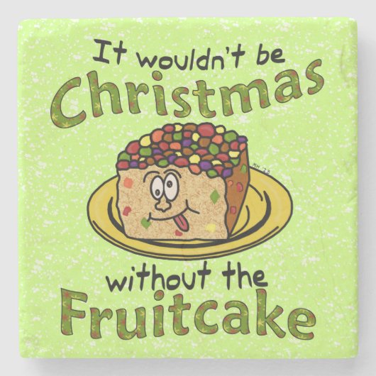 クリスマスおもしろいマンガのフルーツケーキ ストーンコースター (正面)