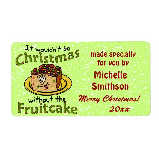 クリスマスおもしろいマンガのフルーツケーキ ラベル (正面)