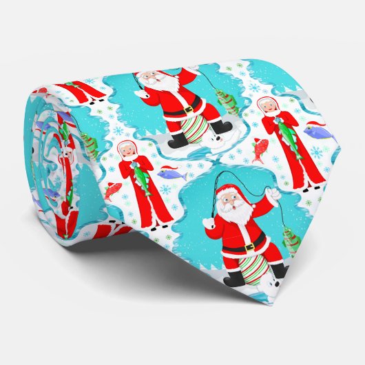 クリスマスおもしろいミセスクロースビートサンタ魚釣り ネクタイ (ロール)