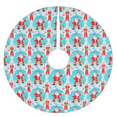 クリスマスおもしろいミセスクロースビートサンタ魚釣り ブラッシュドポリエステルツリースカート (正面)