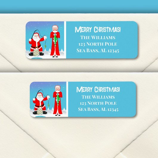クリスマスおもしろいミセスクロースビートサンタ魚釣り ラベル