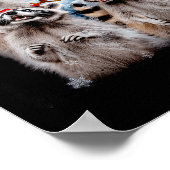 クリスマスおもしろいムーンハウリングラクーンクリスマスメンズ ポスター (角)