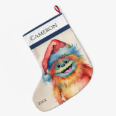 クリスマスおもしろいモンスター ラージクリスマスストッキング (裏面 (吊り時))