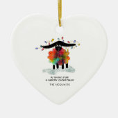 クリスマスおもしろいライト付き休日の羊 セラミックオーナメント (正面)