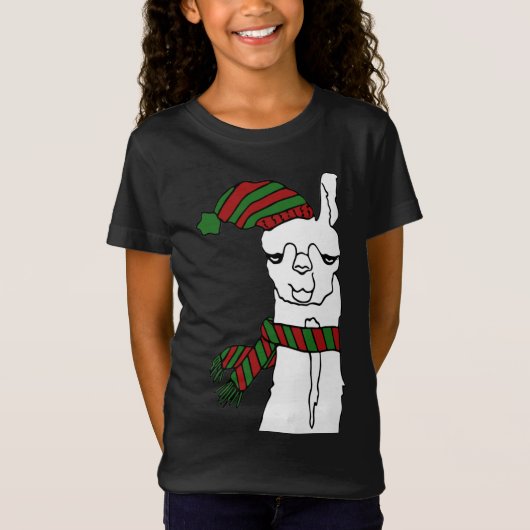 クリスマスおもしろいラマかわいいラマ Tシャツ (正面)