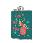 クリスマスおもしろいレトロのフェスティバルの女性 フラスク (左)