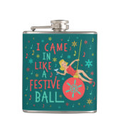 クリスマスおもしろいレトロのフェスティバルの女性 フラスク (正面)