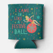 クリスマスおもしろいレトロのフェスティバルの女性 缶クーラー (正面)