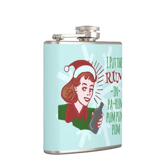 クリスマスおもしろいレトロラムレクディングウーマンホリデー フラスク (右)