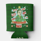 クリスマスおもしろいレトロ飲みユーモアの男がライトアップ 缶クーラー (裏面)