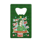 クリスマスおもしろいレトロ飲みユーモア女性がライトアップ クレジットカード栓抜き (正面)