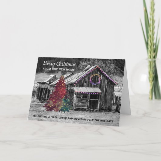 クリスマスおもしろいヴィンテージフィッシャーアッパーの新しいホーム シーズンカード (正面)
