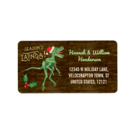 クリスマスおもしろいヴェロキラプトル恐竜名前をカスタムする ラベル