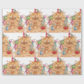 クリスマスおもしろい不機嫌な猫マウス動物ユーモアアート ラッピングペーパー (フラット)