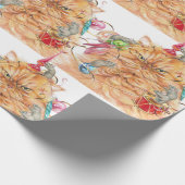 クリスマスおもしろい不機嫌な猫マウス動物ユーモアアート ラッピングペーパー (角)