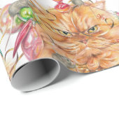 クリスマスおもしろい不機嫌な猫マウス動物ユーモアアート ラッピングペーパー (ロールコーナー)