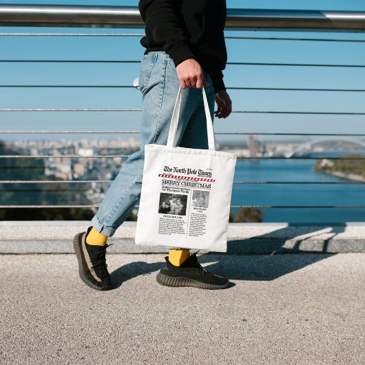 クリスマスおもしろい北極タイムズ紙かわいい トートバッグ