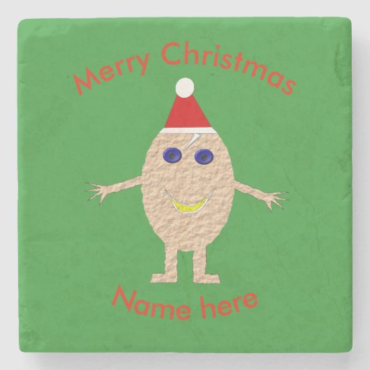 クリスマスおもしろい卵 ストーンコースター (正面)