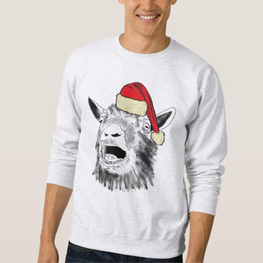 クリスマスおもしろい叫びヤギ スウェットシャツ (正面)