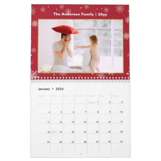 クリスマスおもしろい家族の写真 カレンダー (1月 2026)