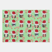 クリスマスおもしろい家族フォトサンタハット ラッピングペーパーシート (正面3)