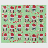クリスマスおもしろい家族フォトサンタハット ラッピングペーパー (フラット)