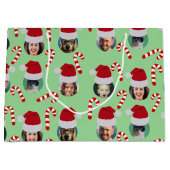 クリスマスおもしろい家族フォトサンタハット ラージペーパーバッグ (正面)