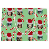クリスマスおもしろい家族フォトサンタハット ラージペーパーバッグ (裏面)