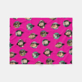 クリスマスおもしろい家族フォト顔オーナメントピンク フリースブランケット (正面(横))