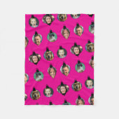 クリスマスおもしろい家族フォト顔オーナメントピンク フリースブランケット (正面)