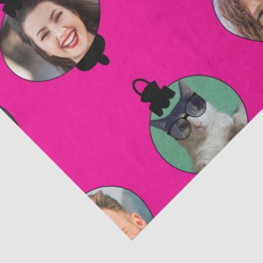 クリスマスおもしろい家族フォト顔オーナメントピンク 薄葉紙 (詳細)