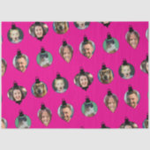 クリスマスおもしろい家族フォト顔オーナメントピンク 薄葉紙 (正面)