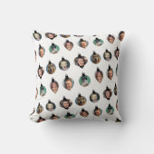 クリスマスおもしろい家族フォト顔オーナメント白 クッション (正面)