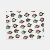 クリスマスおもしろい家族フォト顔オーナメント白 フリースブランケット (正面(横))