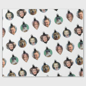 クリスマスおもしろい家族フォト顔オーナメント白 ラッピングペーパー (フラット)