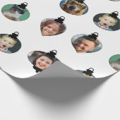 クリスマスおもしろい家族フォト顔オーナメント白 ラッピングペーパー (角)