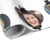 クリスマスおもしろい家族フォト顔オーナメント白 ラッピングペーパー (ロールコーナー)