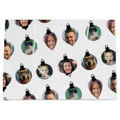 クリスマスおもしろい家族フォト顔オーナメント白 ラージペーパーバッグ (正面)