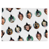 クリスマスおもしろい家族フォト顔オーナメント白 ラージペーパーバッグ (裏面)