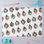 クリスマスおもしろい家族フォト顔オーナメント白 薄葉紙 (クラフト)