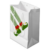 クリスマスおもしろい小妖精や小人シェルフホリデイフェスティバルおもしろい ミディアムペーパーバッグ (正面アングル)