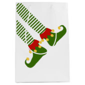 クリスマスおもしろい小妖精や小人シェルフホリデイフェスティバルおもしろい ミディアムペーパーバッグ (正面)