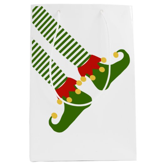 クリスマスおもしろい小妖精や小人シェルフホリデイフェスティバルおもしろい ミディアムペーパーバッグ (正面)